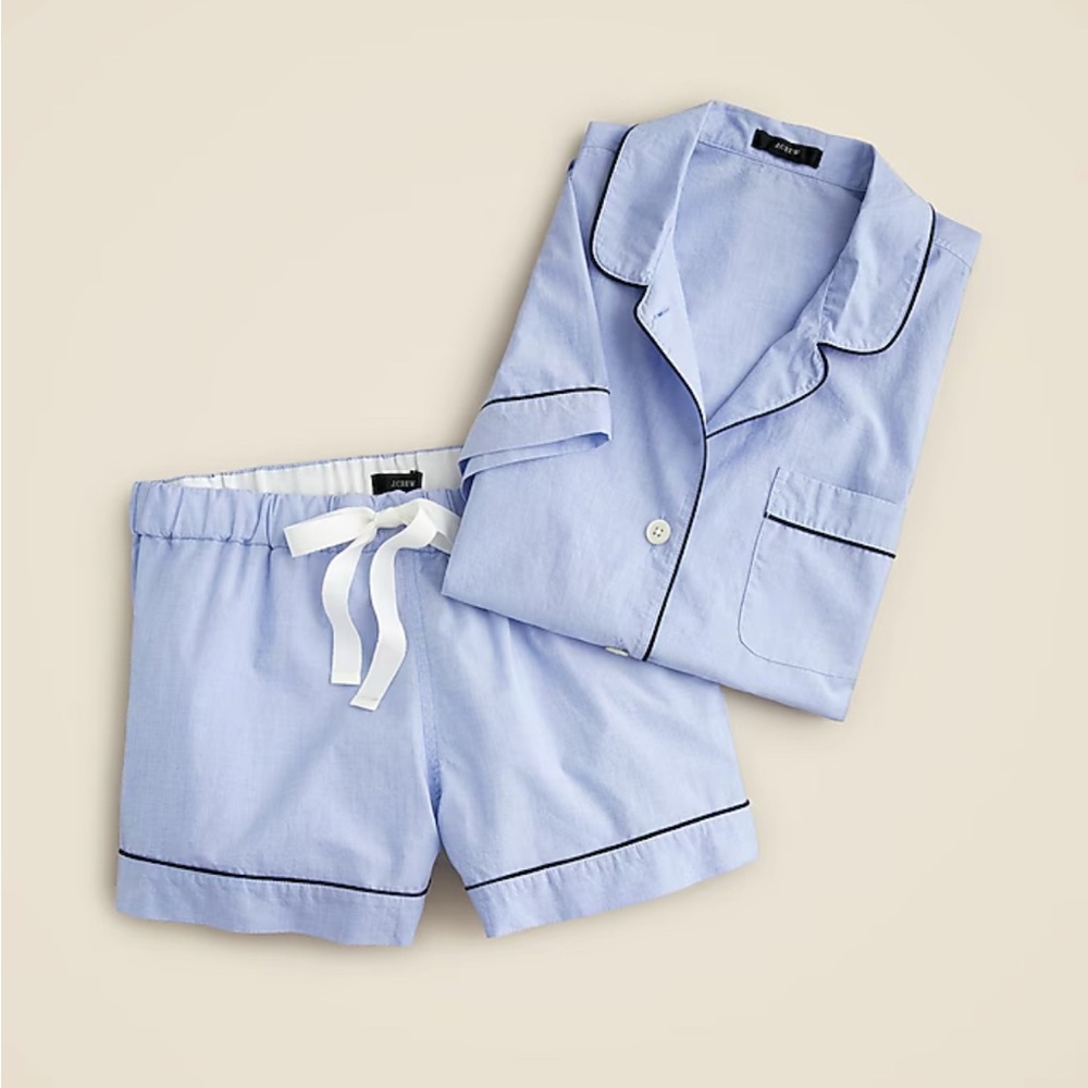 J.Crew End on End Cotton Shorts Set Pajamas size Large
